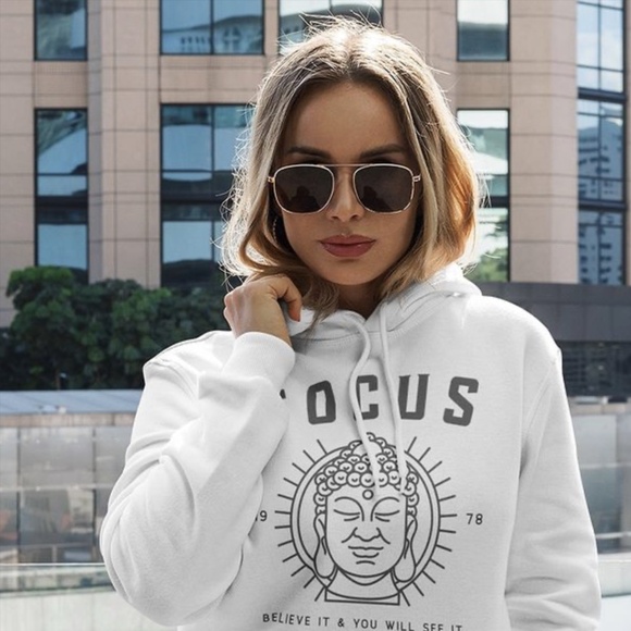 Focus By Nark Tops - Old School White Hoodie Sz. S Cute and Fashionable
